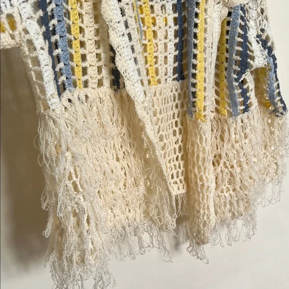 POL Cream and Blue Crochet Cardigan - Picture 6 of 9